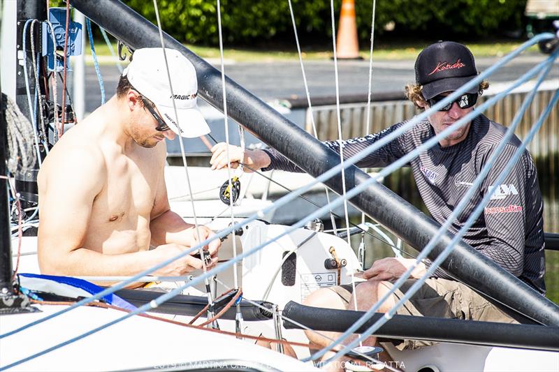 Light winds on Biscayne Bay forced the 128 Star sailors to take it easy on Day 2 of the Bacardi Cup Regatta photo copyright Martina Orsini taken at Coral Reef Yacht Club and featuring the Star class