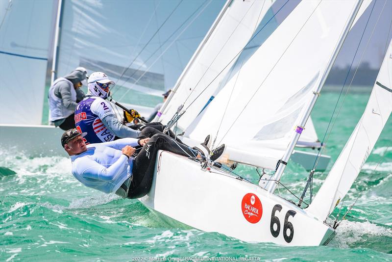 Paul Cayard (USA)/Frithjof Kleen (GER) finish 10th in race 1 on day 1 of the Bacardi Cup Invitational Regatta  photo copyright Martina Orsini / Bacardi Invitational Regatta taken at Coconut Grove Sailing Club and featuring the Star class