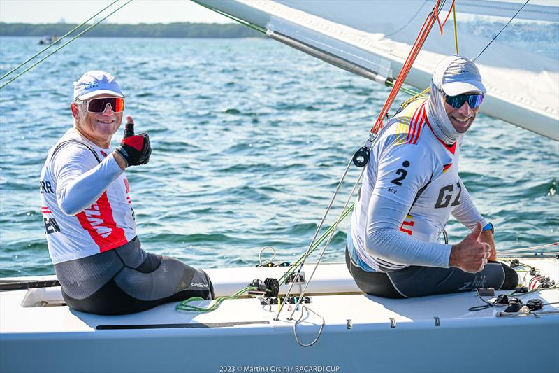 Jørgen Schönherr/Markus Koy (DEN) claim the race win on Bacardi Cup Invitational Regatta 2023 Day 1 photo copyright Martina Orsini / Bacardi Cup taken at Coconut Grove Sailing Club and featuring the Star class