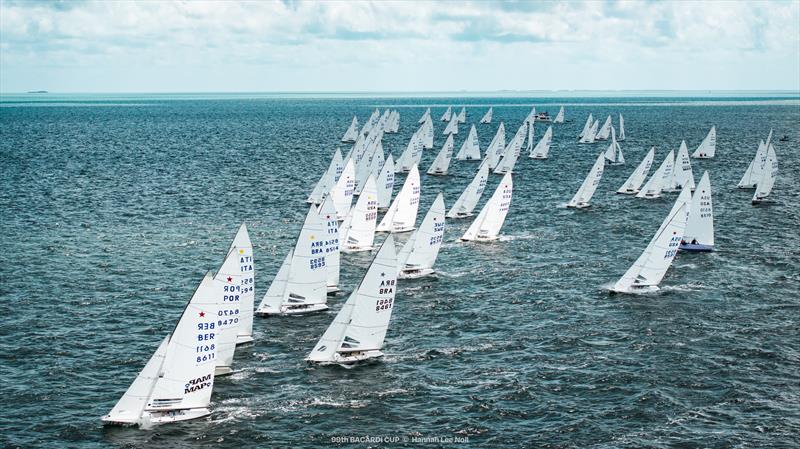 A heavy air Star start on day 1 of the 99th Bacardi Cup photo copyright Hannah Lee Noll taken at Coral Reef Yacht Club and featuring the Star class