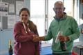Pete Coop collects first prize from Zoe Gooden at the Winsford Flash Streaker Open