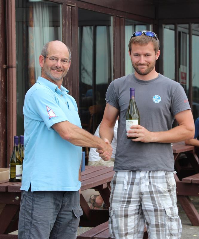 Tom Gillard, Race 1 winner, with Ian Bradley, Streaker chairman during the Noble Marine Streaker Nationals part 1 at Carsington photo copyright Karen Langston taken at Carsington Sailing Club and featuring the Streaker class