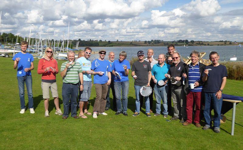 Streaker Inland Championships competitors display their prizes supplied by ClamCleats photo copyright Peter Cogill taken at Northampton Sailing Club and featuring the Streaker class