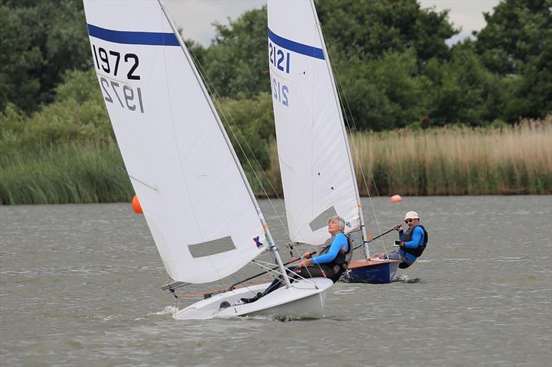 Veronica Falat just ahead of Ian Bradley during the K1 and Streaker Open at Waveney & Oulton Broad photo copyright Karen Langston taken at Waveney & Oulton Broad Yacht Club and featuring the Streaker class