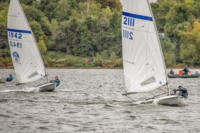 Tom Gillard leading Steve Blackburn at the Noble Marine Streaker Nationals at Staunton Harold day 2 photo copyright Paul Williamson taken at Staunton Harold Sailing Club and featuring the Streaker class