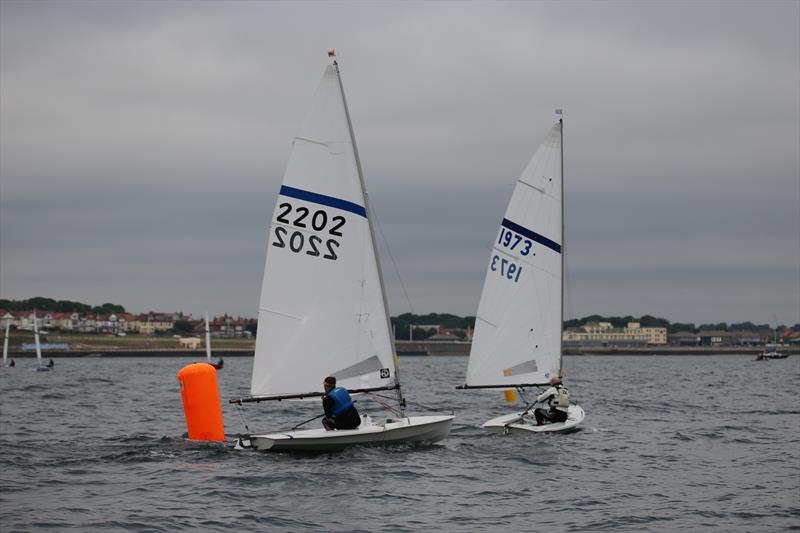 James Sinclair leads Pete Gray in race 2 at the 2026 Noble Marine Streaker Nationals photo copyright Phil Lingwood taken at Sunderland Yacht Club and featuring the Streaker class