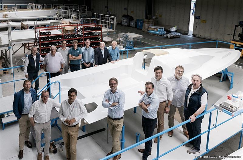 Sun Fast 30 - The Cheviré (Nantes) yard visit with representatives from the Yacht Club de France, the Royal Ocean Racing Club, VPLP Design, Multiplast and Jeanneau teams photo copyright Jean-Marie Liot / Multiplast taken at Royal Ocean Racing Club and featuring the Sun Fast 30 class