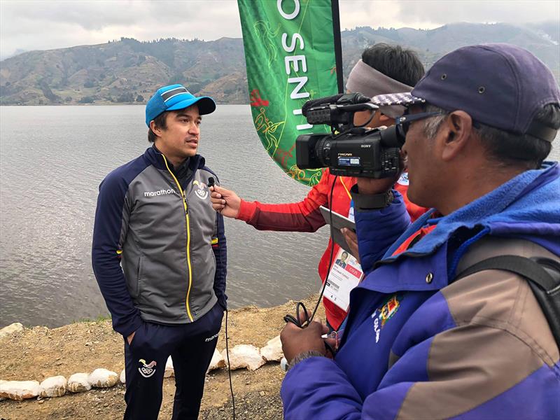 Ecuador's Jonathan Martinetti, Gold Medal Winner in the Men's Sunfish® division of the 2018 South American Games photo copyright Estuardo Desmaison taken at  and featuring the Sunfish class