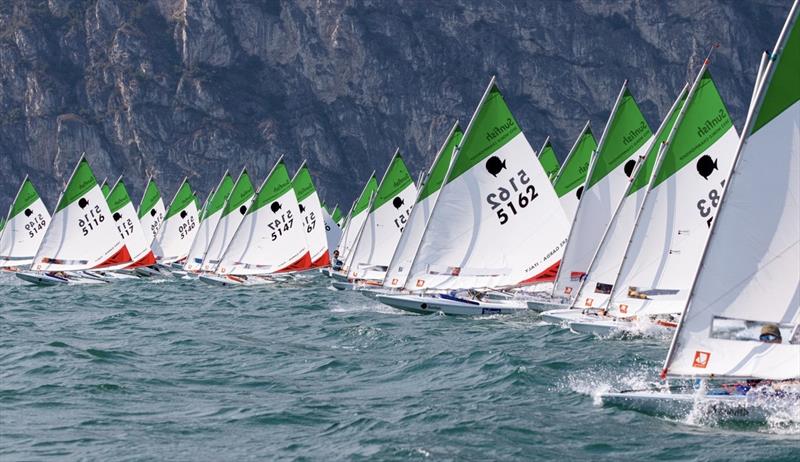 2022 Sunfish World Championship day 2 photo copyright Elena Giolai taken at Circolo Vela Torbole and featuring the Sunfish class