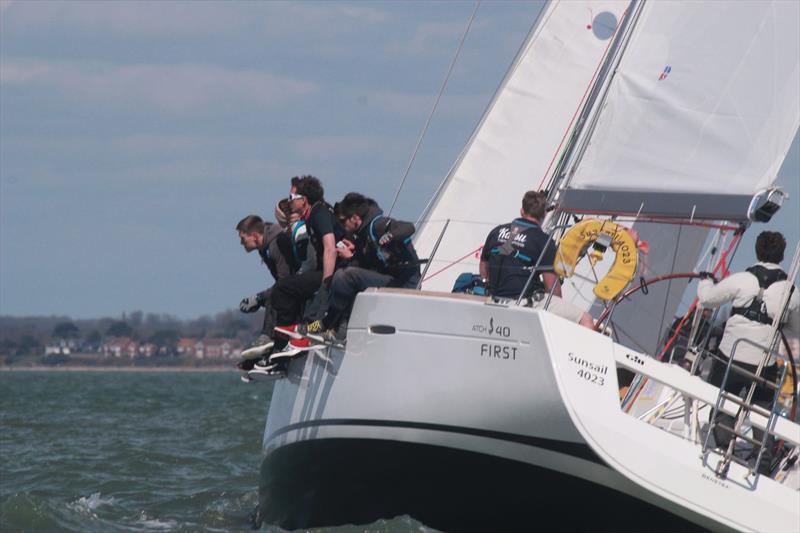 Strath Blue on day 1 of the BUCS Student Yachting Championships 2017 photo copyright Holly Overton taken at Port Solent Yacht Club and featuring the Sunsail F40 class