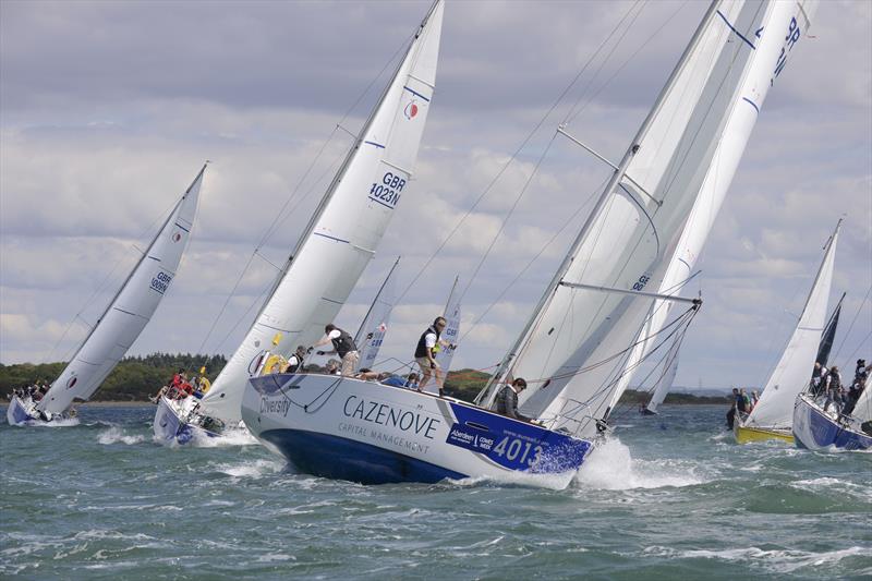 Sunsail F40 racing at Aberdeen Asset Management Cowes Week photo copyright Rick Tomlinson / www.rick-tomlinson.com taken at Cowes Combined Clubs and featuring the Sunsail F40 class