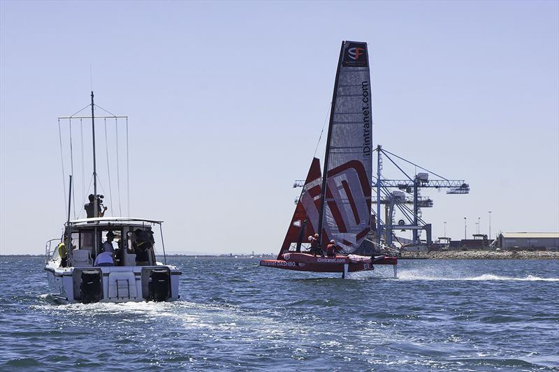 A lot of media very interested in the SuperFoiler Grand Prix photo copyright SuperFoiler taken at  and featuring the Superfoiler class