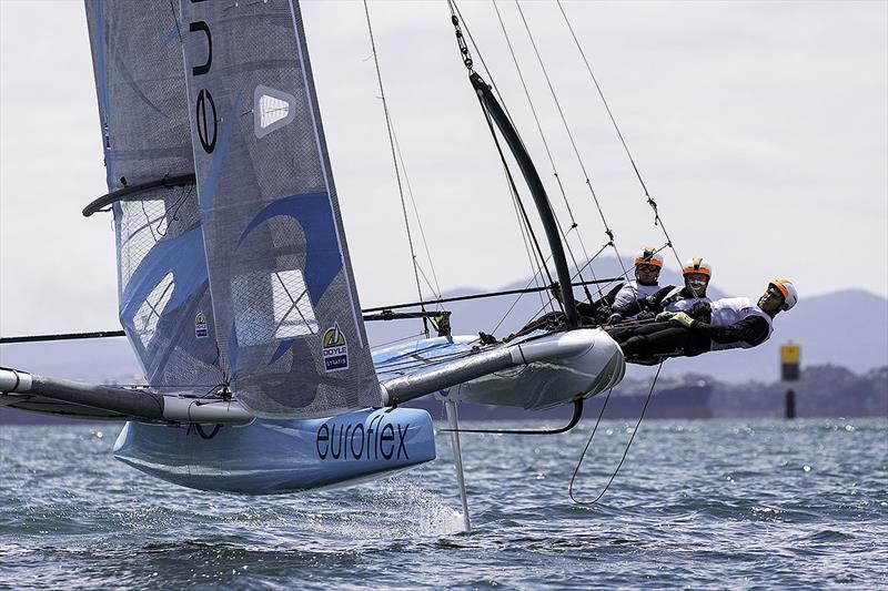 Jensen competing with teammates Nathan Outteridge and Glenn Ashby at Geelong - photo © Andrea Francolini