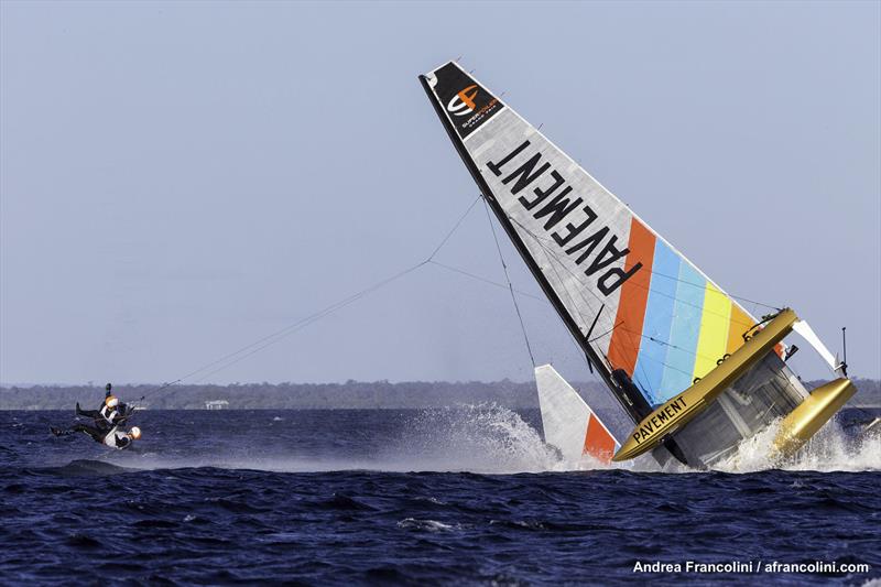 Part Three of Pavement going down the mine - 37.5 knots to zero very smartly! photo copyright Andrea Francolini taken at Geographe Bay Yacht Club and featuring the Superfoiler class