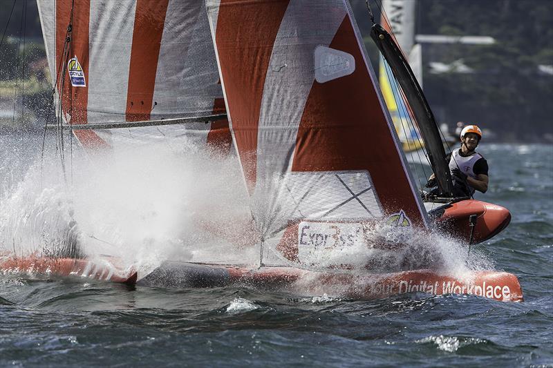 With pace comes splash photo copyright Andrea Francolini taken at Woollahra Sailing Club and featuring the Superfoiler class