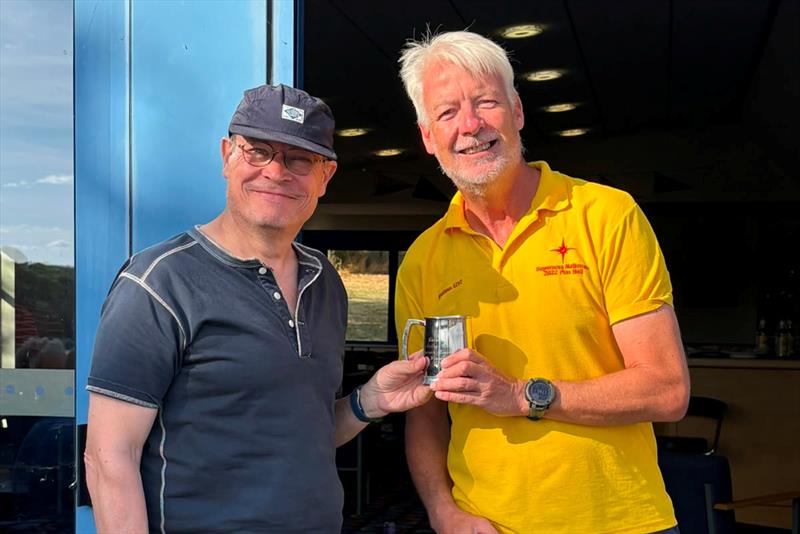 David Bibby, Events Coordinator, presents Alex Reeve with the trophy - Craftinsure Supernova Travellers Series at Chelmarsh photo copyright Matt Thursfield taken at Chelmarsh Sailing Club and featuring the Supernova class