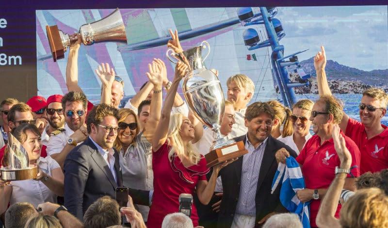 The Maltese Falcon team, winner of the Corinthians Spirit division and overall winner, on day 3 of the Perini Navi Cup photo copyright Perini Navi / Borlenghi taken at Yacht Club Costa Smeralda and featuring the Superyacht class