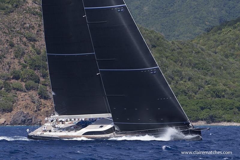 The 112ft (34m) sloop Nilaya, with Filip Balcaen at the helm - 2019 Superyacht Challenge Antigua - photo © Claire Matches / www.clairematches.com