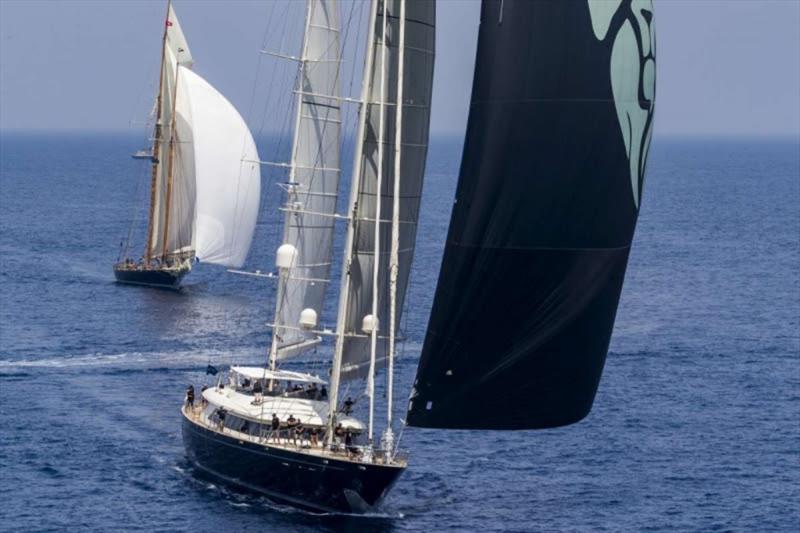 The Perini Navi Silencio, winner in the Cruising division followed by the schooner Mariette. - Loro Piana Superyacht Regatta - photo © Carlo Borlenghi