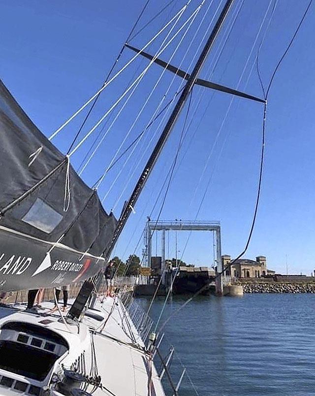 Damage to Wild Oats XI as bottom section of mast fails, and loads up the deck. - photo © Voile Dock Talk