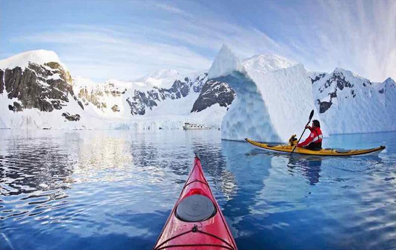 Kayaking between icebergs in Antarctica photo copyright Photo supplied taken at  and featuring the Superyacht class