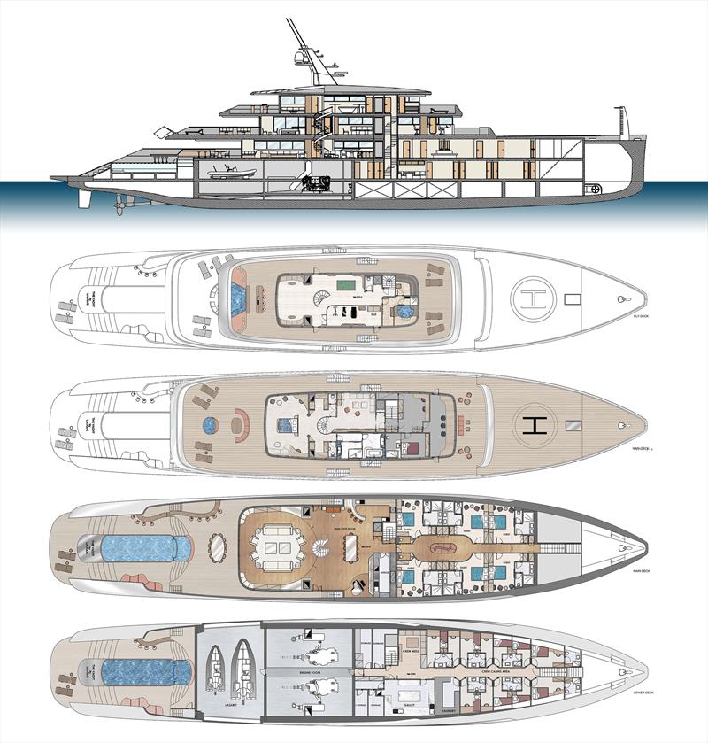 General Arrangement for Le Yacht by Lalique photo copyright Philippe Renaudeau & Nicola Borella taken at  and featuring the Superyacht class