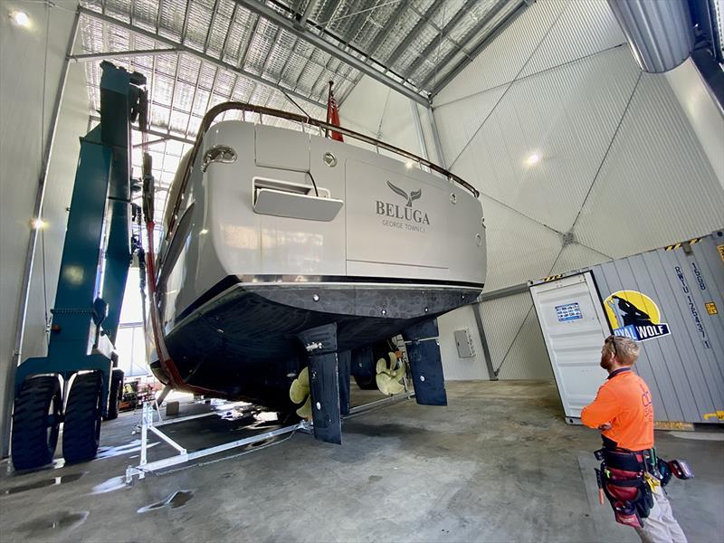 Mega shed 20m high 50m long Moonen Yacht Beluga - photo © The Boat Works