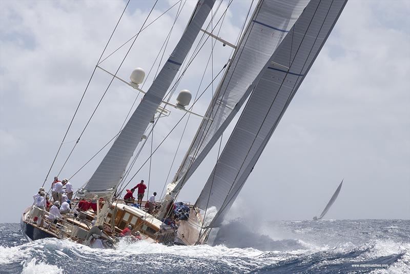 140ft German Frers ketch Rebecca on day one of the 11th Superyacht Challenge Antigua photo copyright Claire Matches / www.clairematches.com taken at  and featuring the Superyacht class