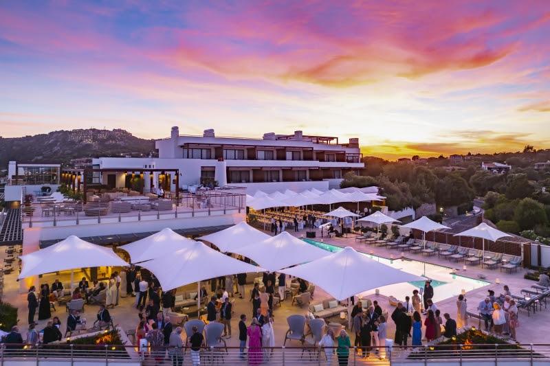 Exclusive social events await participants in the Giorgio Armani Superyacht Regatta. An image from the YCCS panoramic terrace during the 2025 edition - photo © YCCS / Studio Borlenghi