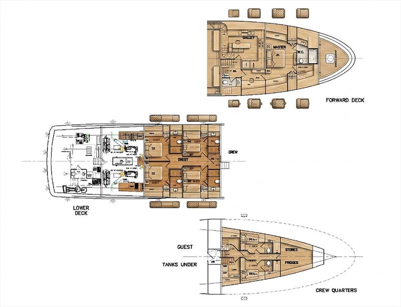 OS 108 Lower Decks - photo © Pat Bray Yacht Design and Research