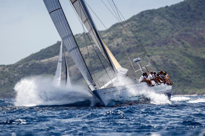 British Swan 82, Stay Calm powers through the surf during Antigua Sailing Week - photo © Paul Wyeth / www.pwpictures.com