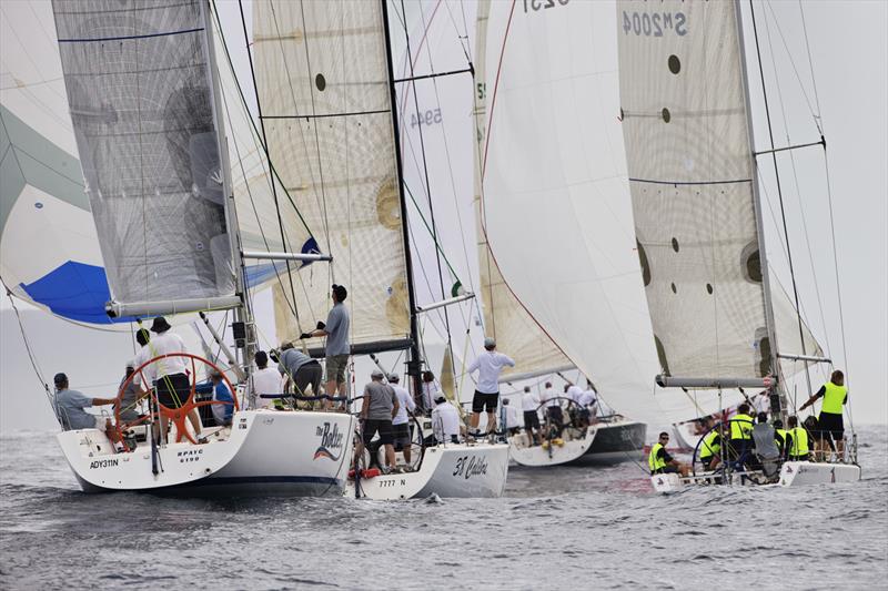 The fleet downwind on day 1 of the Sydney 38 Pittwater Regatta photo copyright Andrea Francolini taken at Royal Prince Alfred Yacht Club and featuring the Sydney 38 class