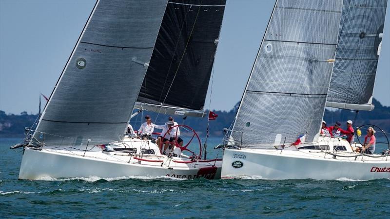 Conspiracy and Chutzpah38 on Corio Bay photo copyright SnowFoto taken at Royal Geelong Yacht Club and featuring the Sydney 38 class
