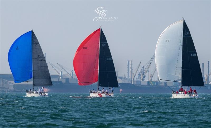 1Sydney 38s downwind FOS photo copyright SnowFoto taken at Royal Geelong Yacht Club and featuring the Sydney 38 class