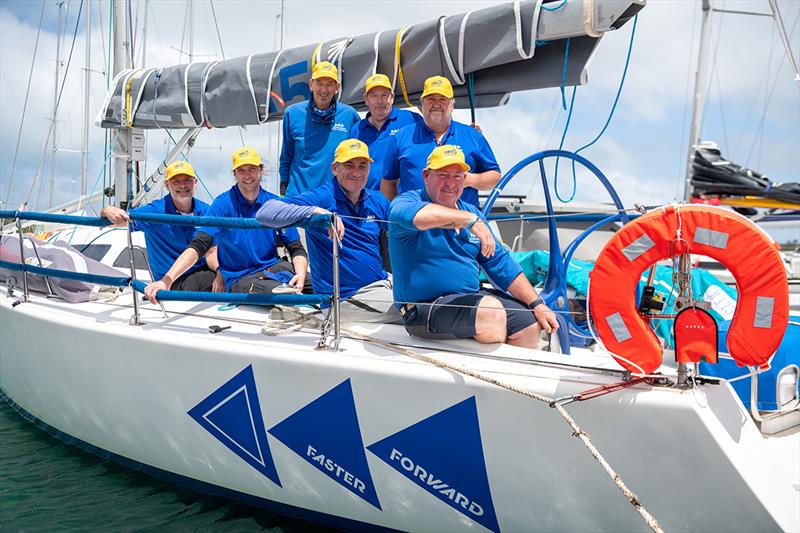 All smiles for Faster Forward taking the overall win - ORCV Melbourne to Hobart Race photo copyright Michael Currie taken at Ocean Racing Club of Victoria and featuring the Sydney 38 class