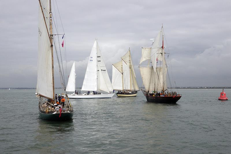 Pegasus, Donald Searle, Maybe and Johanna Lucretia at the mark during the ASTO Cowes Small Ships Race photo copyright ASTO - Max Mudie taken at  and featuring the Tall Ships class