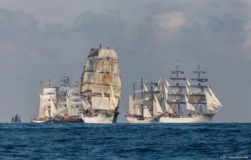 From left to right: Pogoria (Poland), Sorlandet (Norway), Artemis (Netherlands), Statsraad Lehmkuhl (Norway) taking part in the Tall Ships Races photo copyright Sail Training International / Valery Vasilevskiy taken at  and featuring the Tall Ships class