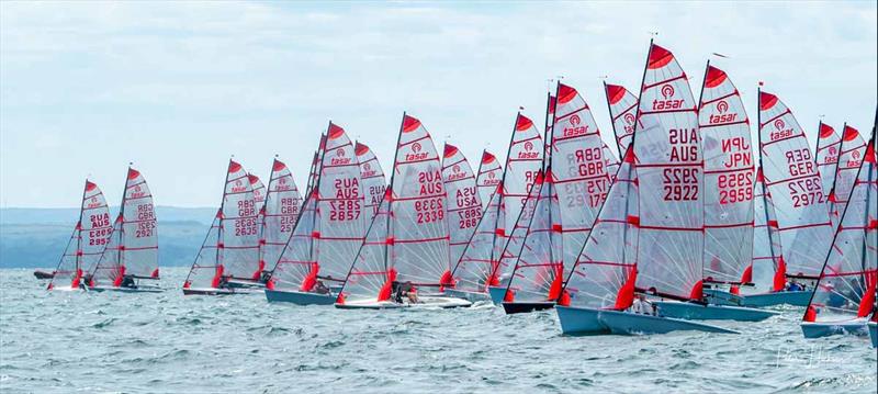 Start line during the Tasar Worlds at Hayling Island photo copyright Peter Hickson taken at Hayling Island Sailing Club and featuring the Tasar class