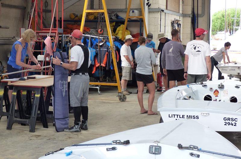 Measurement before the Tasar World Championship at Hayling Island photo copyright HISC taken at Hayling Island Sailing Club and featuring the Tasar class