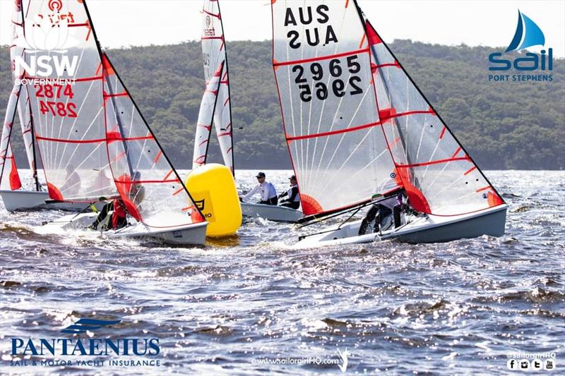 Rounding the leeward gybe mark, an area which saw plenty of capsizes during the NSW Tasar States 2022 photo copyright Sail Port Stephens / @sailorgirlHQ taken at Corlette Point Sailing Club and featuring the Tasar class