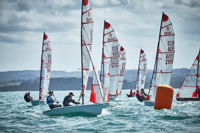 Jon and Leo Holroyd round ahead of the fleet - photo © Andrew Vukosav