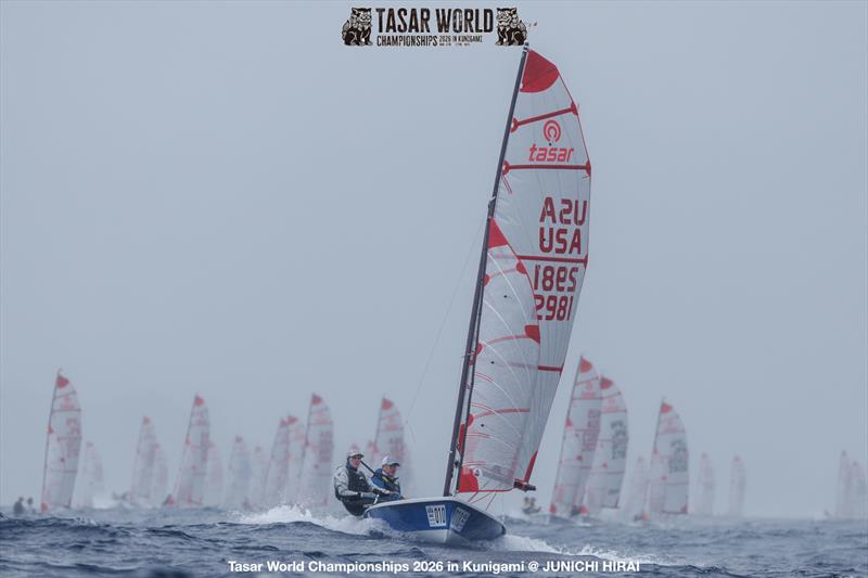 Jonathan and Libby Johnson McKee lead the fleet - Tasar World Championships in Japan day 4 photo copyright Junichi Hirai taken at  and featuring the Tasar class