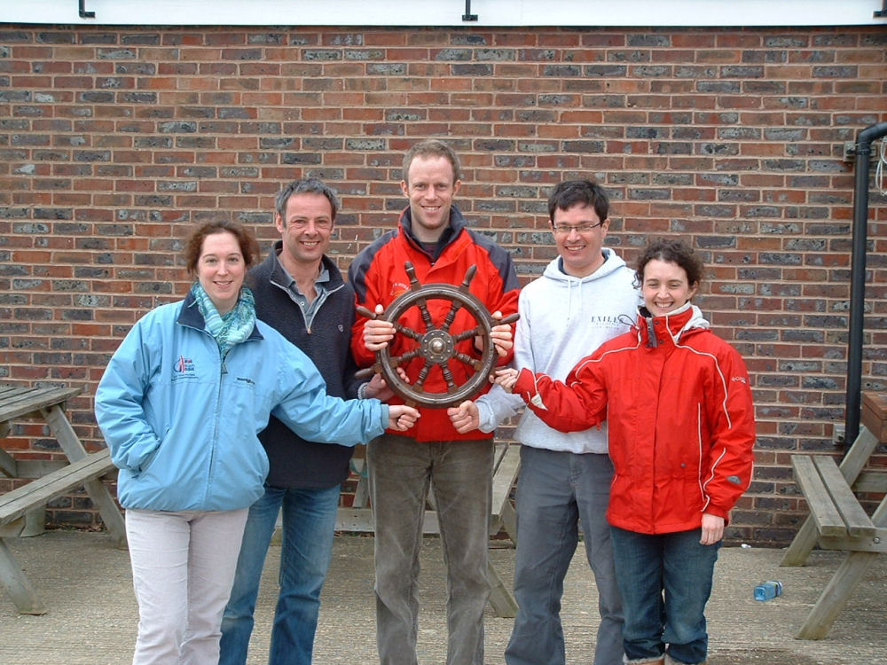 The winning team (less Steve Tylecote) with the Prince Philip Trophy at the RYA National Team Racing Championship Finals photo copyright Bruce Hebbert taken at Bough Beech Sailing Club and featuring the Team Racing class