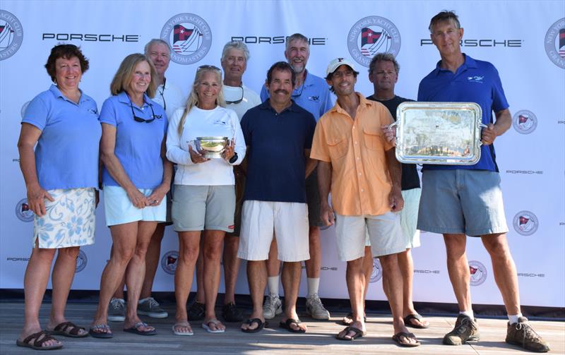 Noroton Yacht Club win the NYYC Grandmasters Team Race Regatta (l-r) Glenn Morrison (skipper), Scott Macleod, James Linville, Lee Morrison, Susan Morrison, Robert Monro, Paul Steinborn, Steve Shepstone, Tom Kinney, Brit Hall, Melissa Shepstone photo copyright NYYC / Makena Masterson taken at New York Yacht Club and featuring the Team Racing class