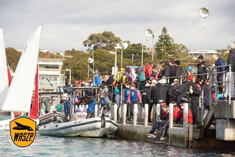The Blairgowrie Yacht Squadron pier is a hive of activity photo copyright Jennifer Medd taken at Blairgowrie Yacht Squadron and featuring the Team Racing class