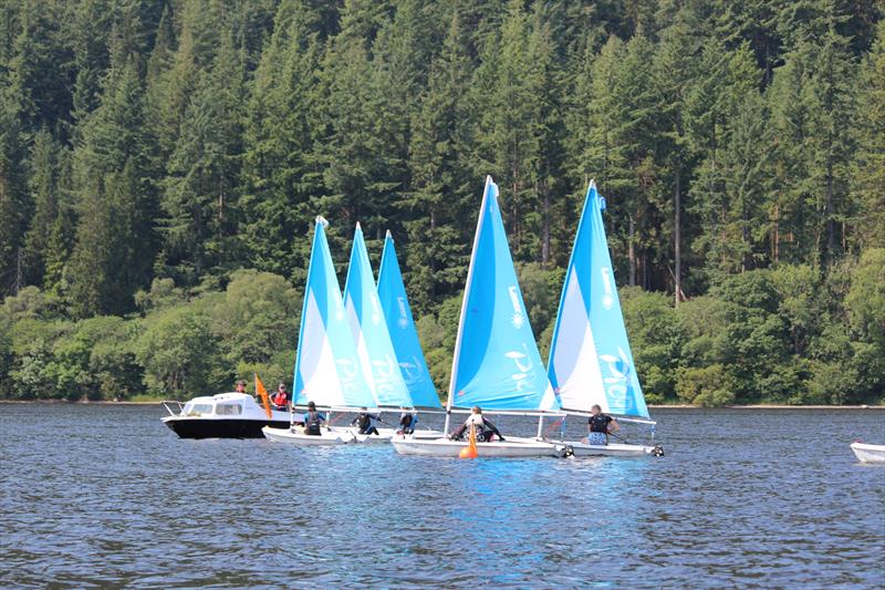 Start line action, team members jockeying for position during the 20th Anniversary 5 Castles Inter-Schools Team Racing Regatta photo copyright Lindsay Tosh taken at  and featuring the Team Racing class