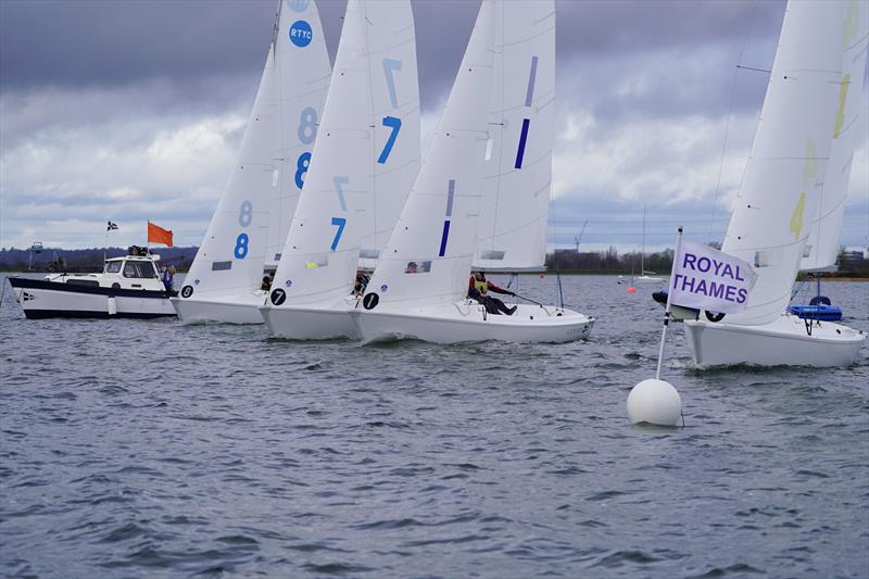 Mum's Bucket random pairs team racing  photo copyright Simon Winkley / Royal Thames YC taken at Royal Thames Yacht Club and featuring the Team Racing class