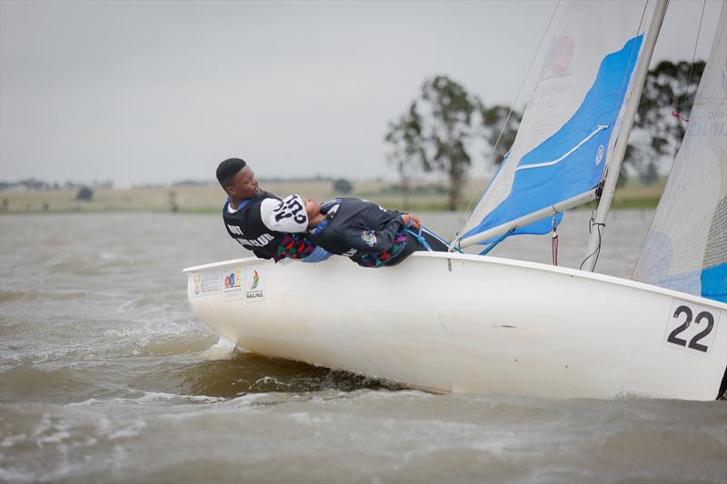 Minenhle Ngcobo and Lindokuhle Nsibande on the final day of the University Sport South African Sailing Regatta hosted by Wits University at the Vaal Dam photo copyright Piet Ribane / USSA Media taken at  and featuring the Team Racing class