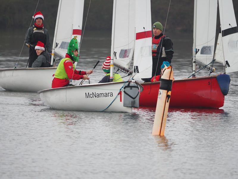 Christmas headgear during the NEYYSA Random Pairs Christmas Team Racing photo copyright David Manning taken at Ripon Sailing Club and featuring the Team Racing class