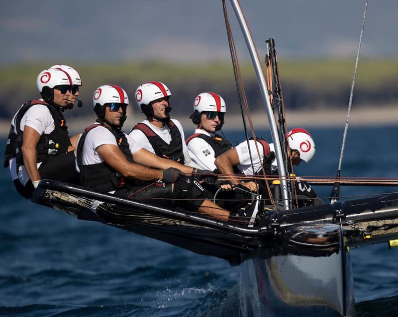 Alinghi's Sailing Team on their TF35 in Scarlino, Italy photo copyright Lloyd Images taken at  and featuring the TF35 class